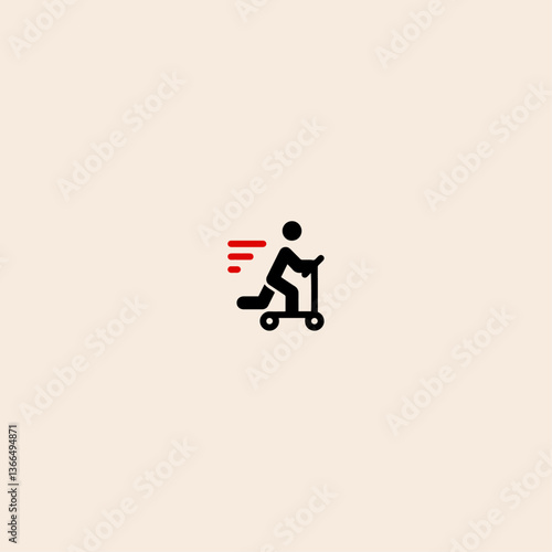 Man with Scooter icon flat vector design. 