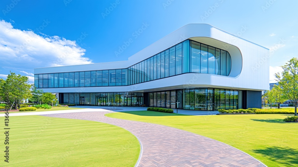 Fototapeta premium Modern Architectural Design: Sleek White Office Building