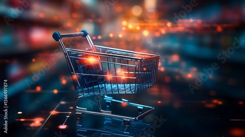 E commerce concept online shopping cart abstract background digital transaction modern design