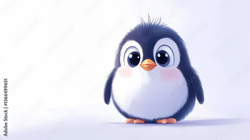Cute cartoon penguin character with friendly expression and round shape. Frozen Hatchling. Illustration Cute cartoon penguin character with friendly expression and round shape. Frozen Hatchling. Illustration