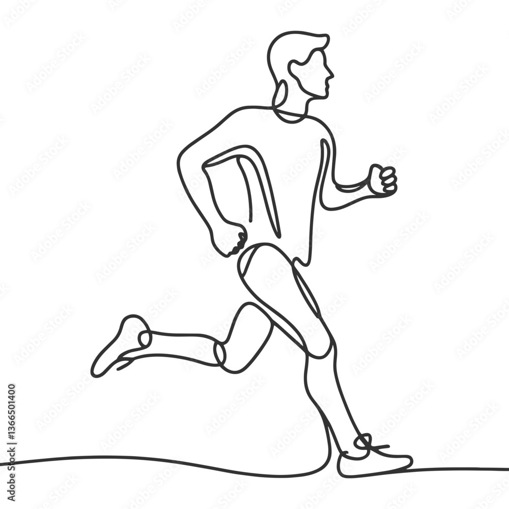 Line drawing of a man running in a minimalist style Line drawing of a man running in a minimalist style