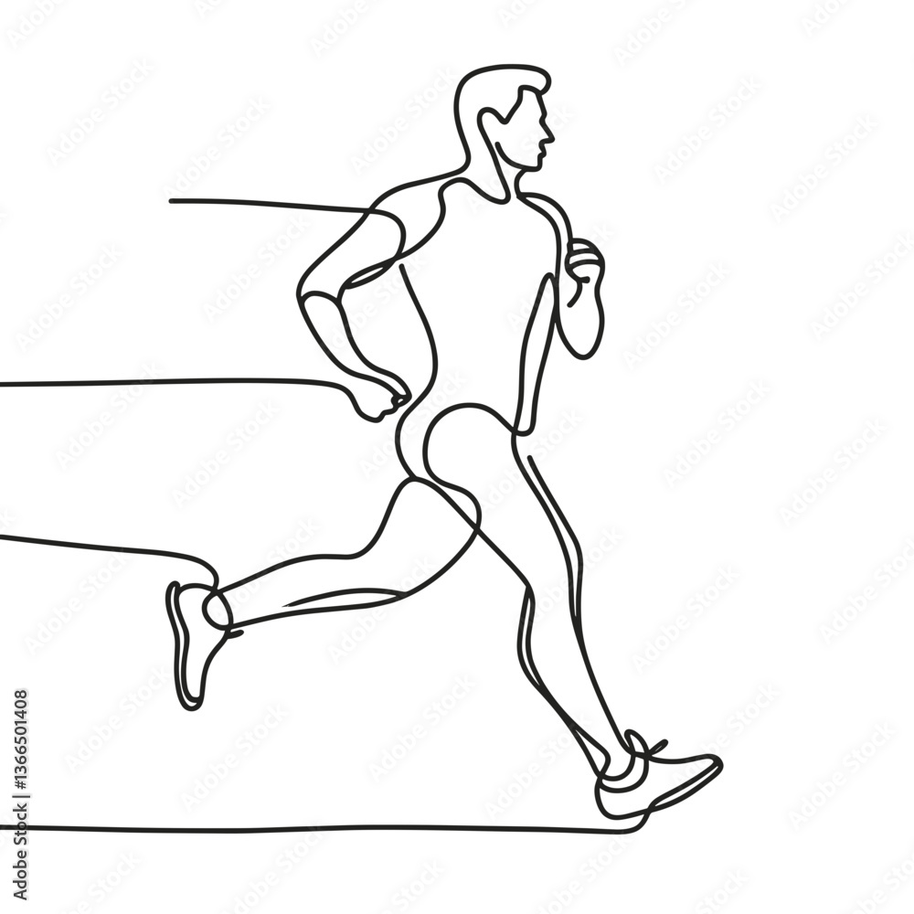Line drawing of a man running in motion  