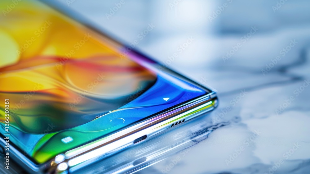 Modern Smartphone CloseUp with Vibrant Display and Sleek Design Modern Smartphone CloseUp with Vibrant Display and Sleek Design