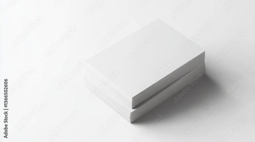 Two stacks of blank white cards. Two stacks of blank white cards.