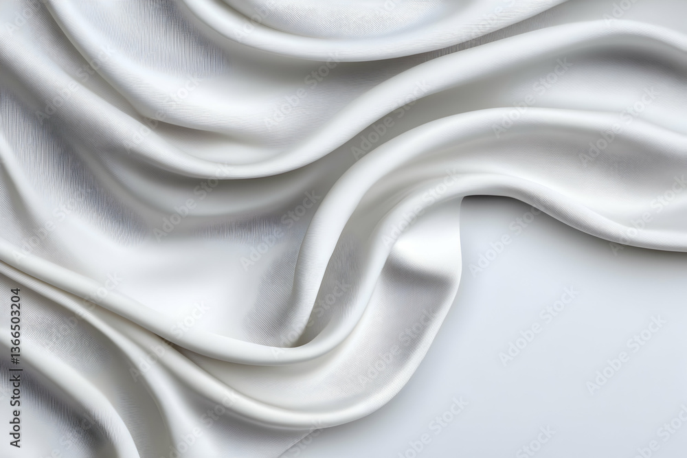 Fototapeta premium Elegant white fabric with soft, flowing waves and subtle texture