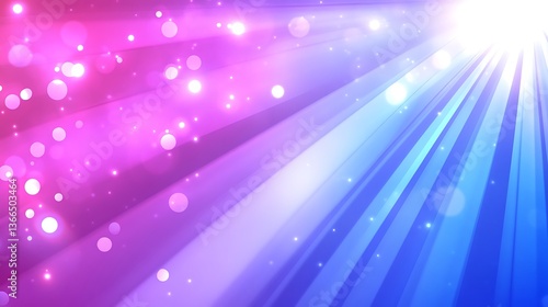 Bright colorful rays emanating light with blurred shiny particles