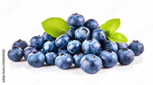 Wallpaper Mural Fresh blueberries with leaves isolated on white Torontodigital.ca