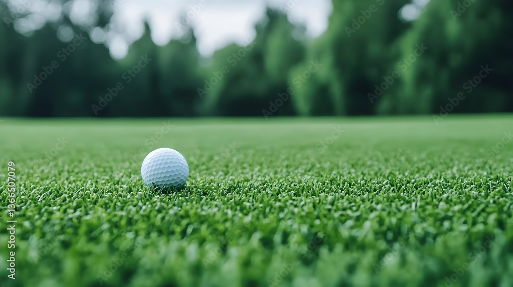 Golf ball on lush green putting green Golf ball on lush green putting green