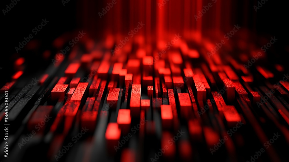 A dramatic red and black abstract landscape is displayed here A dramatic red and black abstract landscape is displayed here