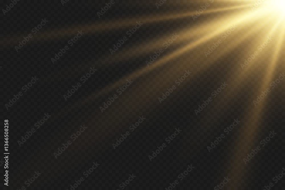 Golden flash of light, lens flare. On a transparent background. Golden flash of light, lens flare. On a transparent background.