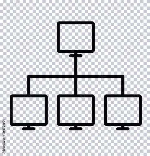 Hierarchical Structure Diagrams: Black and White Flowcharts Illustrating Organizational Charts and Decision-Making Processes.