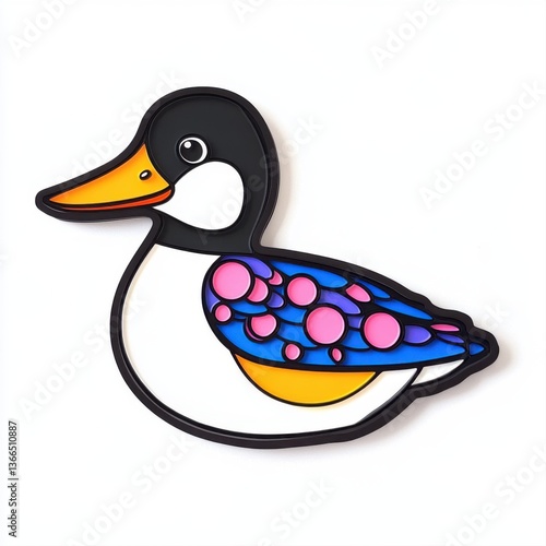 Colorful and Artistic Duck Illustration with Vibrant Patterns and Unique Design for Creative Projects
