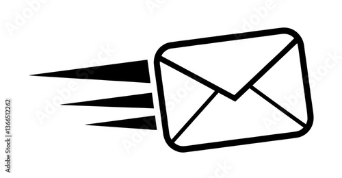 Envelope with motion lines, fast mail delivery, email, digital messaging, speed communication, express post, quick correspondence, communication, efficiency, rapid response

