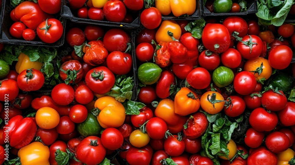 Vibrant Harvest: A Colorful Abundance of Tomatoes and Peppers Vibrant Harvest: A Colorful Abundance of Tomatoes and Peppers