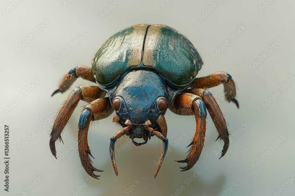 Fototapeta premium Close-up View of an Isolated Beetle with Colorful Green Shell