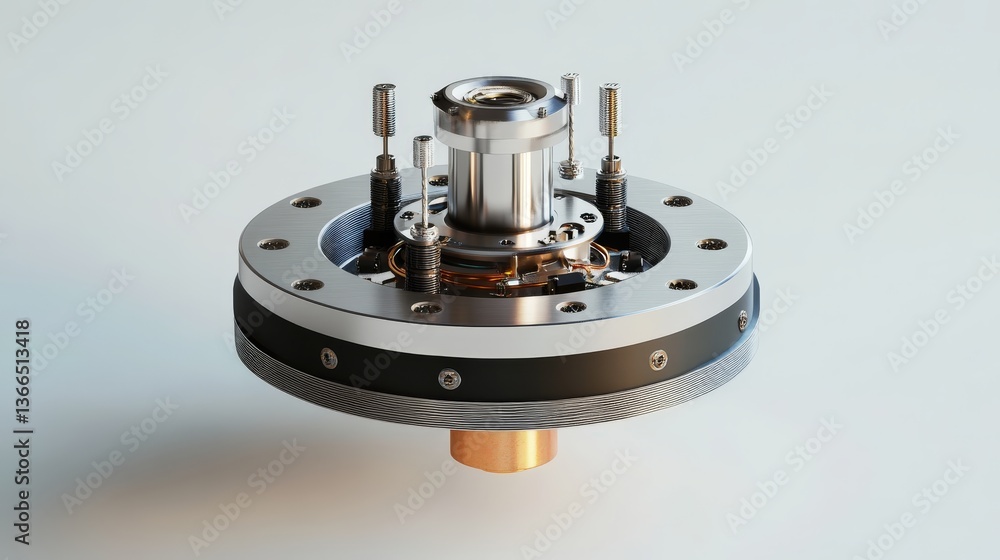 An intricate mechanical device with metal parts and various components An intricate mechanical device with metal parts and various components