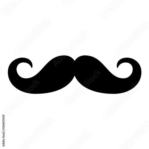 Black curled gentleman mustache, classic facial hair style, vintage look, old-fashioned elegance, hipster icon, masculinity symbol, classic grooming trend. gentleman style, vintage facial hair