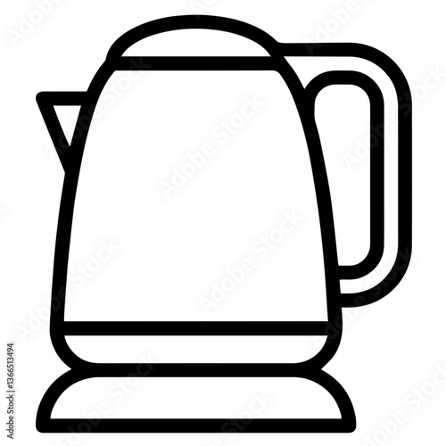 Electric kettle silhouette, water boiling, beverage preparation, convenience, modern kitchen essentials, household appliance for boiling, heating water quickly and efficiently
