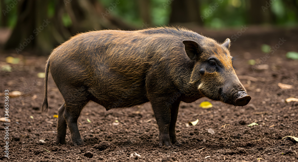 Visayan Warty Pig Roaming Freely in its Natural Habitat within the Philippine Jungle Visayan Warty Pig Roaming Freely in its Natural Habitat within the Philippine Jungle