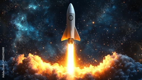 Entrepreneurship rocket taking off abstract space background startup concept dynamic motion
