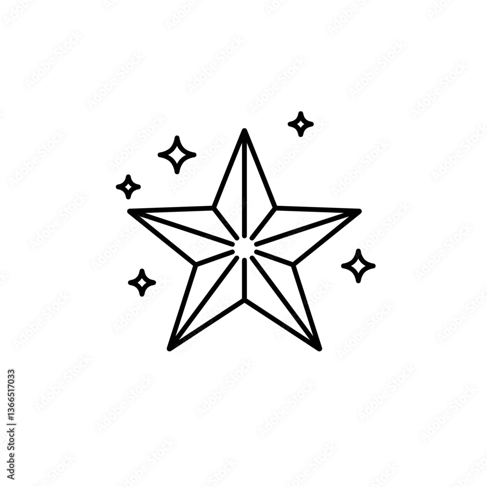 Sparkling Star Icon with Sparkles, Illustrative Style, Transparent Background, Favoriteness Symbol, UI/UX, Web & Festive Design Sparkling Star Icon with Sparkles, Illustrative Style, Transparent Background, Favoriteness Symbol, UI/UX, Web & Festive Design