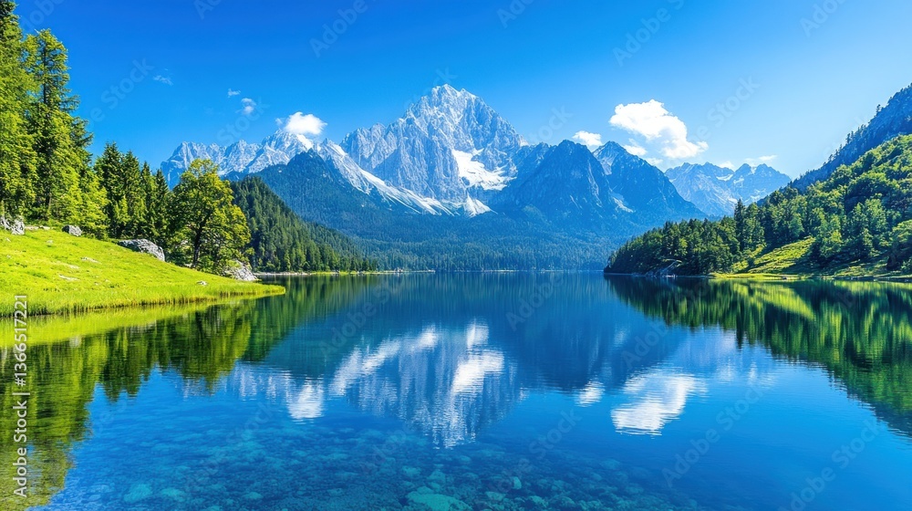 Serene Mountain Lake Reflection: A Breathtaking Alpine Vista Serene Mountain Lake Reflection: A Breathtaking Alpine Vista