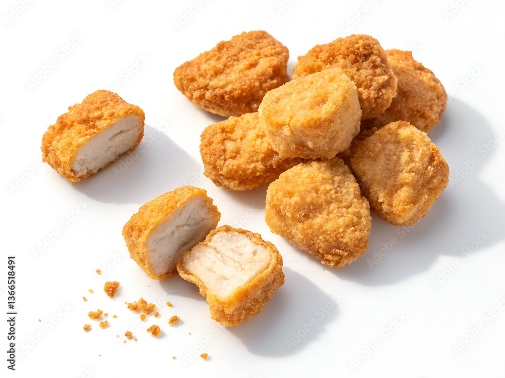 Pile of Delicious Chicken Nuggets: Fast Food Snack Isolated Pile of Delicious Chicken Nuggets: Fast Food Snack Isolated