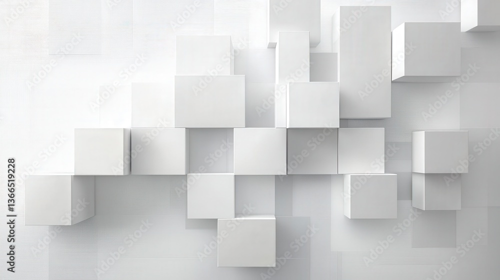 Abstract Geometric Pattern of White Cubes Abstract Geometric Pattern of White Cubes