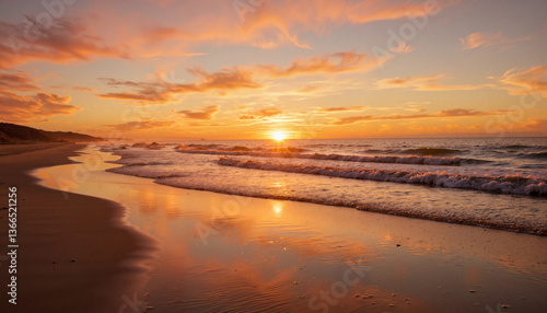 Wallpaper Mural Tranquil sunset reflection on wet sand at peaceful beach, serenity Torontodigital.ca