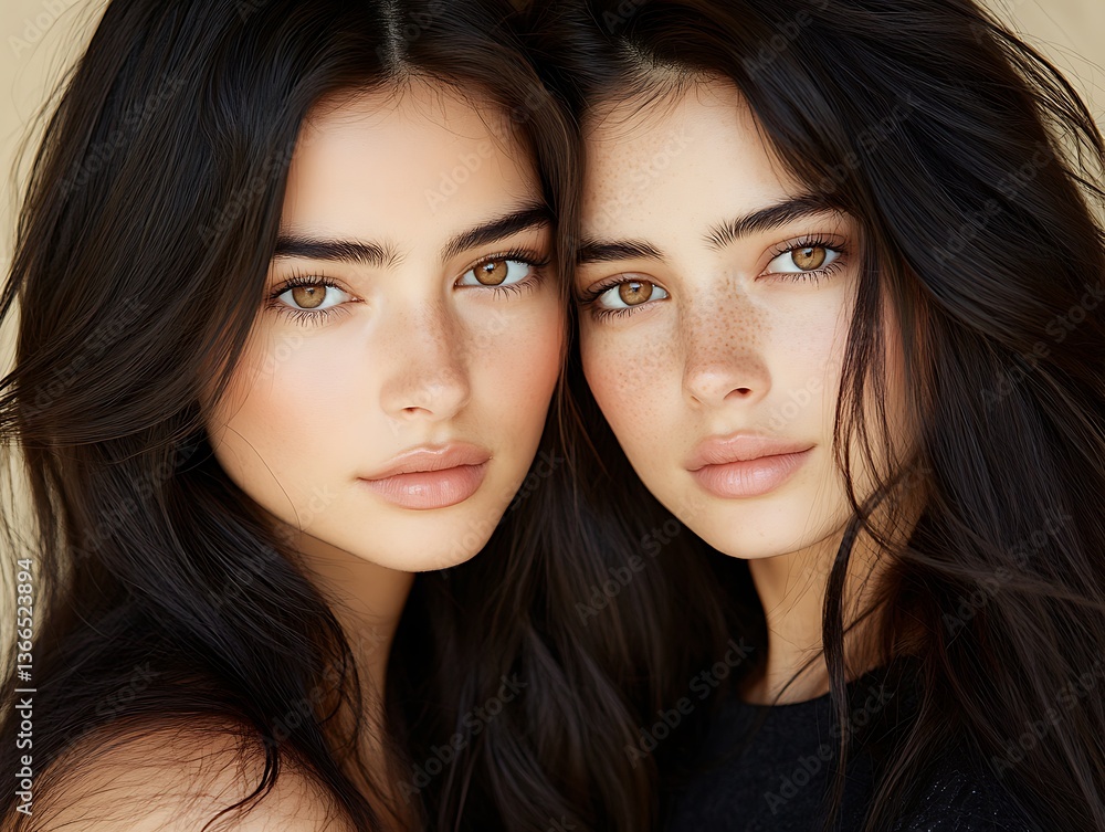Twin Models Close-up Portrait Twin Models Close-up Portrait