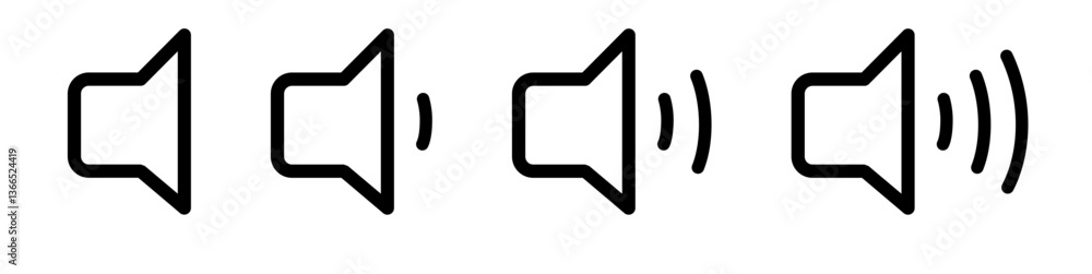 Silent and ring speaker icon set with simple and stroke style in black and white color vector illustration. Speaker icon set. volume icon vector. loudspeaker icon vector. Mute and unmute volume sound. Silent and ring speaker icon set with simple and stroke style in black and white color vector illustration. Speaker icon set. volume icon vector. loudspeaker icon vector. Mute and unmute volume sound.