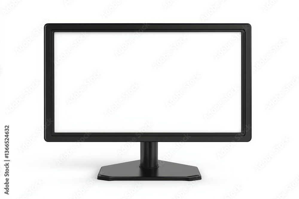 Black monitor, blank screen, white background Black monitor, blank screen, white background