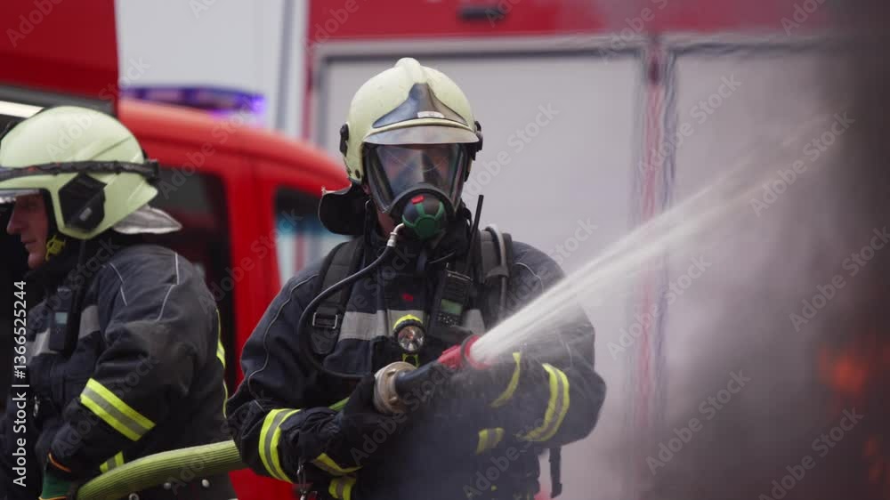 Firefighters fight the fire flame to control fire not to spreading out. Firefighter industrial and public safety concept. Traffic or car accident rescue and help action. Firefighters fight the fire flame to control fire not to spreading out. Firefighter industrial and public safety concept. Traffic or car accident rescue and help action.