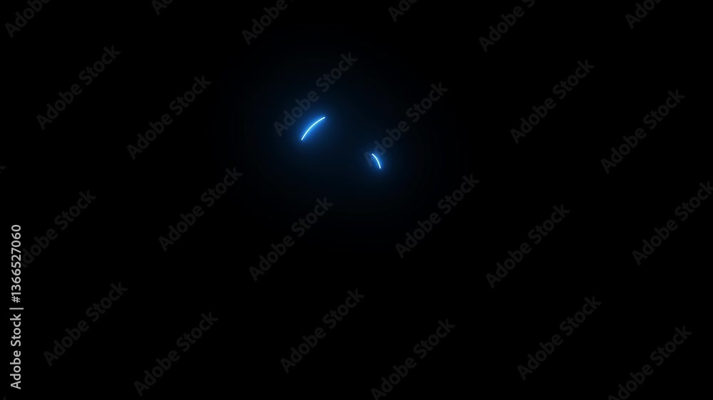 Five to zero countdown blue glow neon animation running animated numbers 5-0, 5 to 0 second modern digital countdown timer neon light style on black background.	