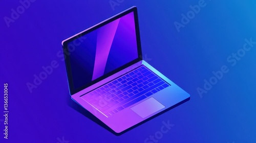 Modern Laptop with Vibrant Colors and Gradient Background