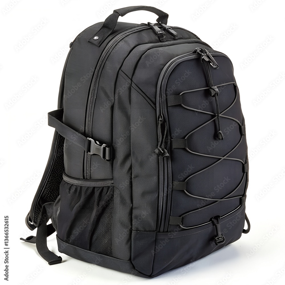 Fototapeta premium Black backpack and bag isolated on white background