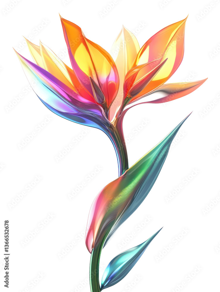 Fototapeta premium PNG Bird of paradise flower illustration abstract petals.
