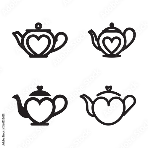 Teapot line art vector illustration.