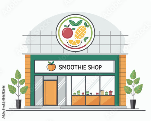 Smoothie Shop storefront design with plants and modern elements  