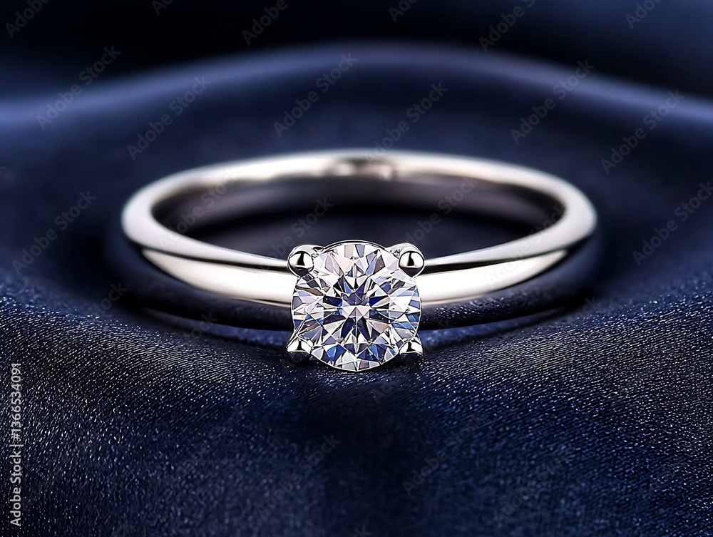 Diamond Ring on Blue Silk Diamond Ring on Blue Silk
