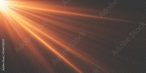 Red light rays of light, star flash and flare.