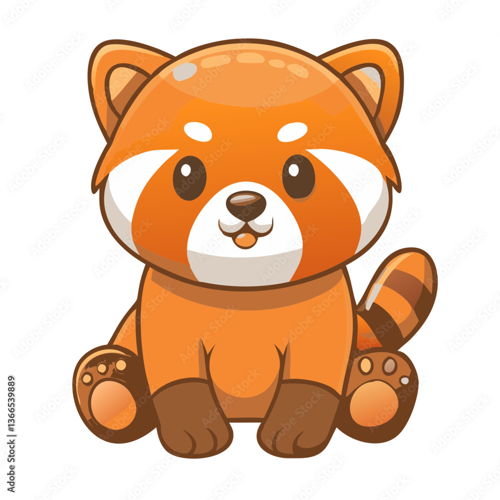 Adorable red panda cartoon character sitting. This cute illustration features a red panda with big eyes and a cheerful expression. Adorable red panda cartoon character sitting. This cute illustration features a red panda with big eyes and a cheerful expression.