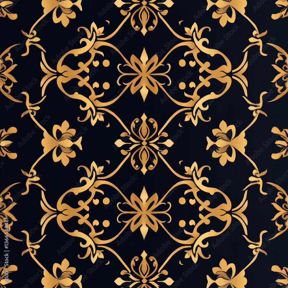 Elegant Gold Floral Pattern on Dark Background for Luxury Designs Elegant Gold Floral Pattern on Dark Background for Luxury Designs