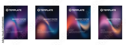 Fluid Gradient Poster Templates Creative Mesh Design Set