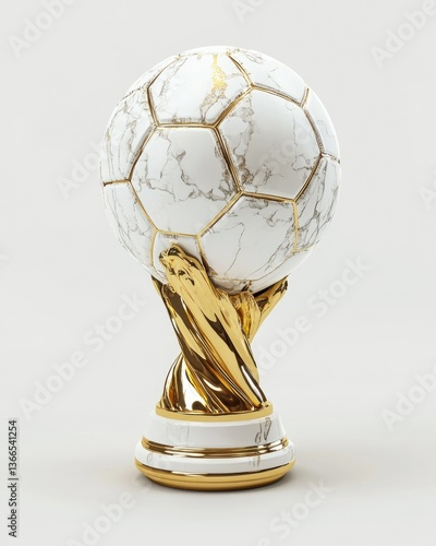 Elegant Marble and Gold Soccer Ball Trophy for Sport and Awards
