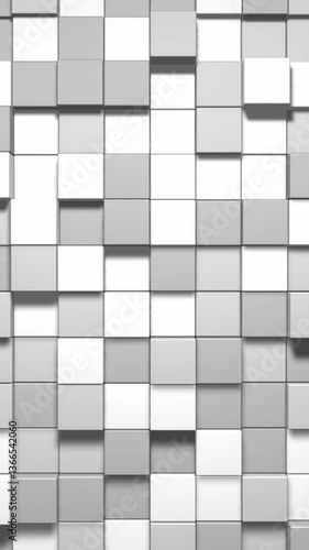 Wallpaper Mural 3D Abstract cubes loop. Video game isometric geometric mosaic waves pattern. Construction of hills landscape using white grey blocks Torontodigital.ca