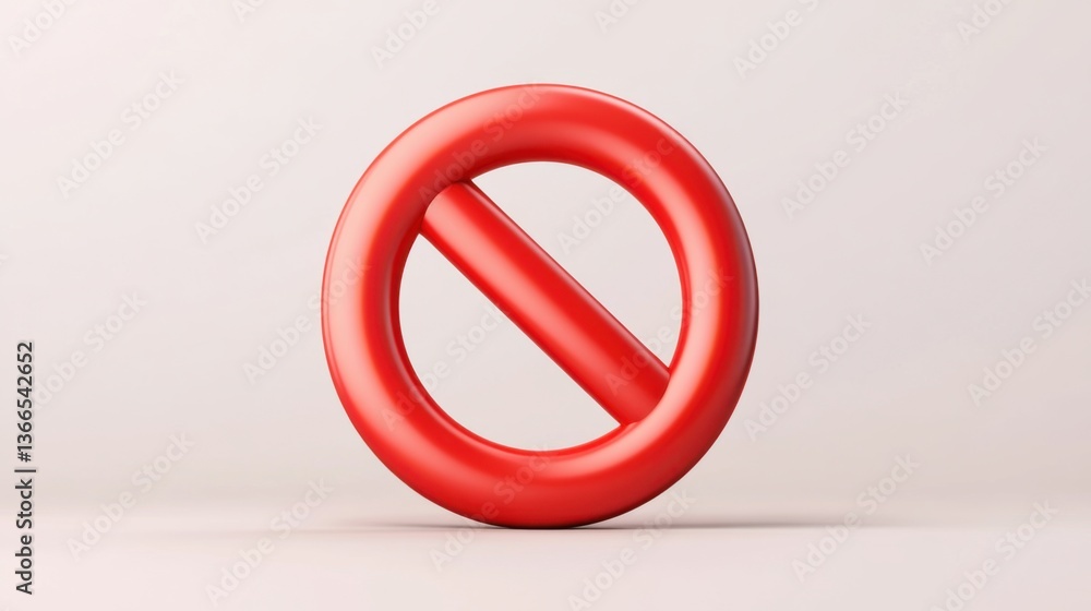 Red Circular Sign with Diagonal Line Symbolizing Prohibition or No Entry on Minimalistic Background Red Circular Sign with Diagonal Line Symbolizing Prohibition or No Entry on Minimalistic Background