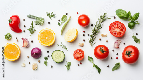 vegetables on a white background