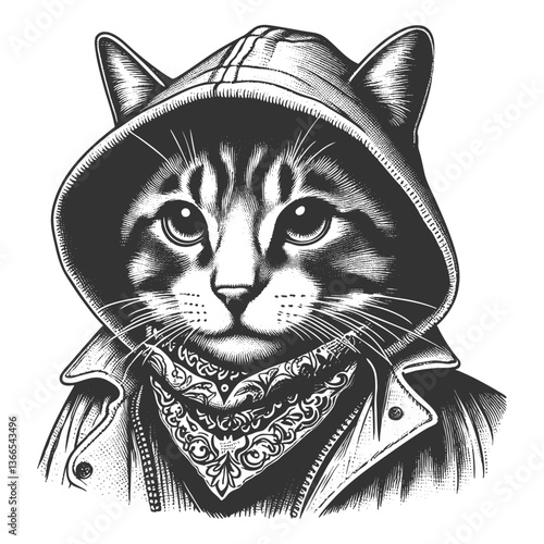 Cool Street Cat in Hoodie vector