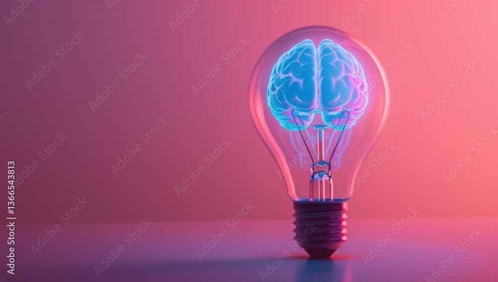Fototapeta premium Brain in Lightbulb - Idea and Inspiration